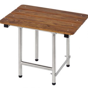 Folding Shower Seat,4 Swing Down Legs Rectangle, Teak SLAT Top