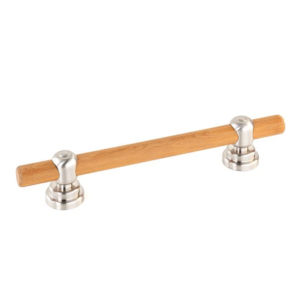 Horizon Teak Grab Bars Teak Satin Nickel